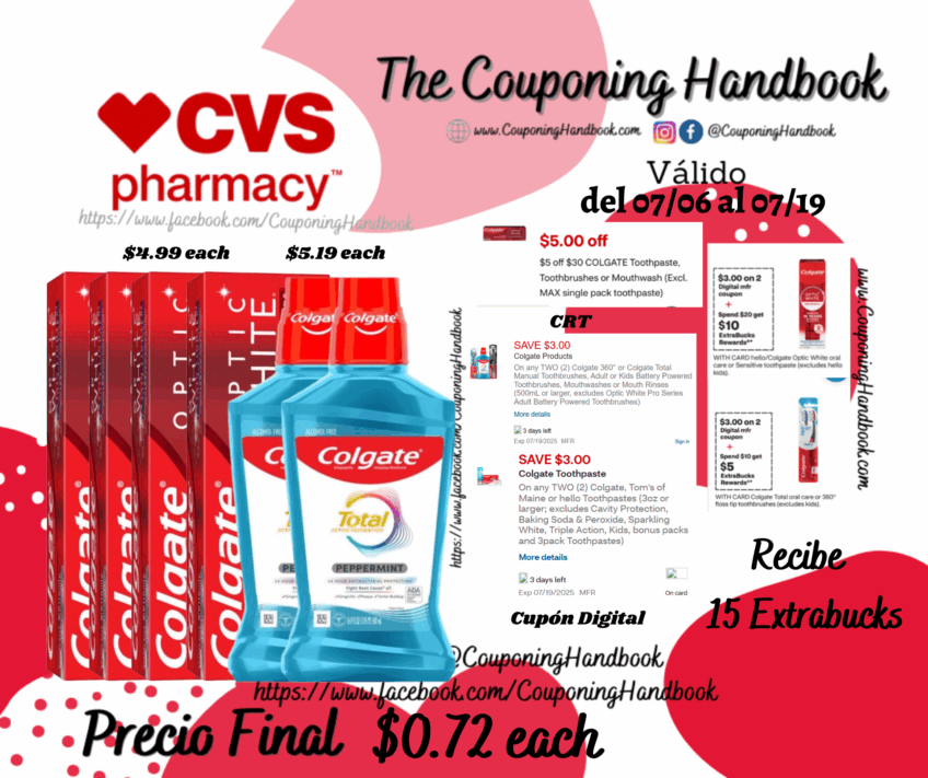 Productos Colgate por $0.72