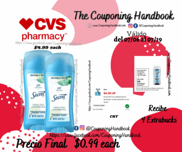 Secret 24-Hour Antiperspirant & Deodorant Stick, Shower Fresh, 2.6 OZ por $0.99