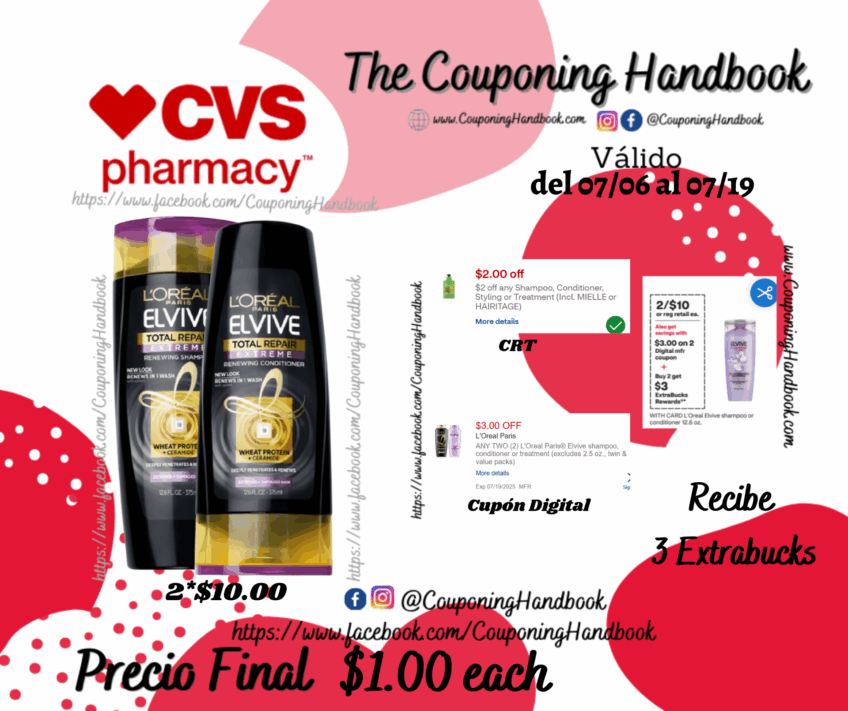 L’Oreal Paris Elvive Total Shampoo or conditioner por $1.00