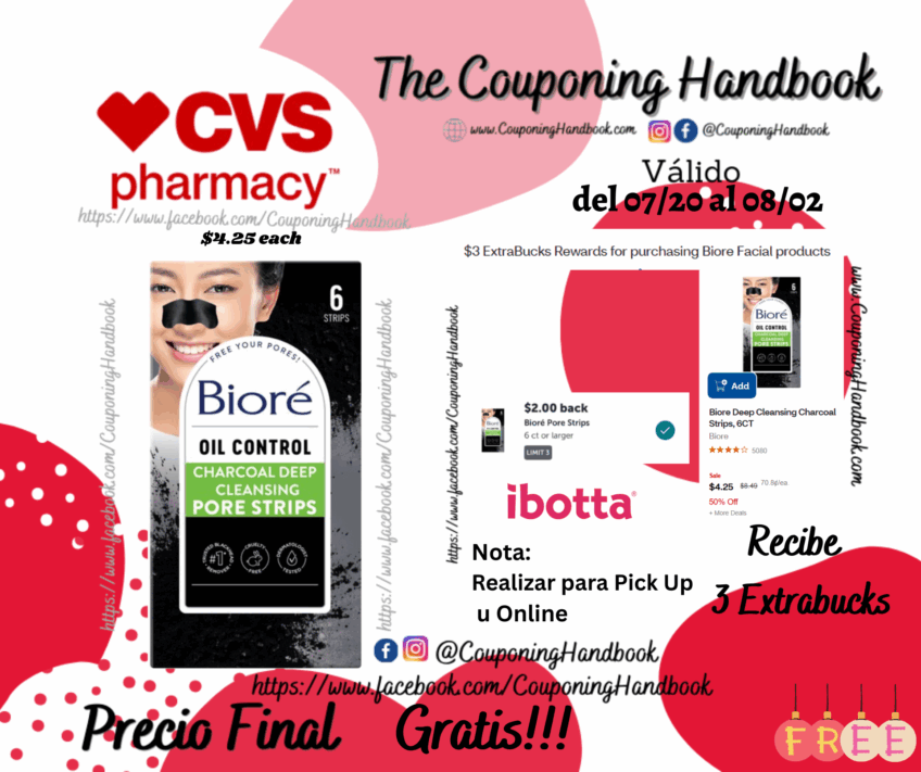 Biore Deep Cleansing Charcoal Strips, 6CT Gratis