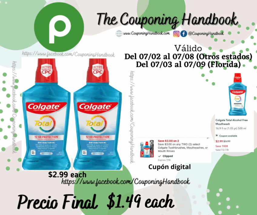 Colgate Total Pro-Shield Alcohol Free Mouthwash por $1.49