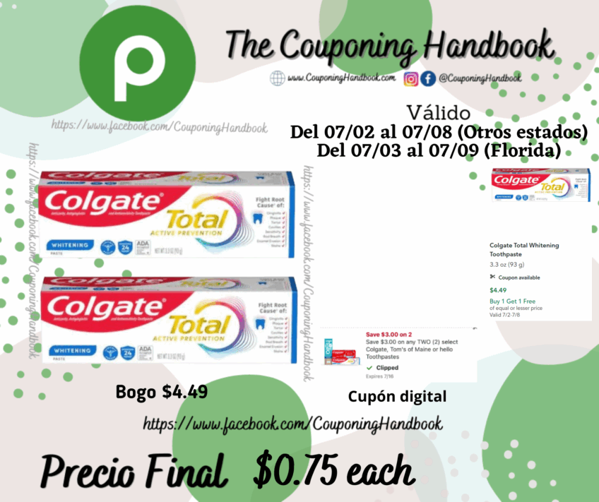 Colgate Total Whitening Toothpaste por $0.75
