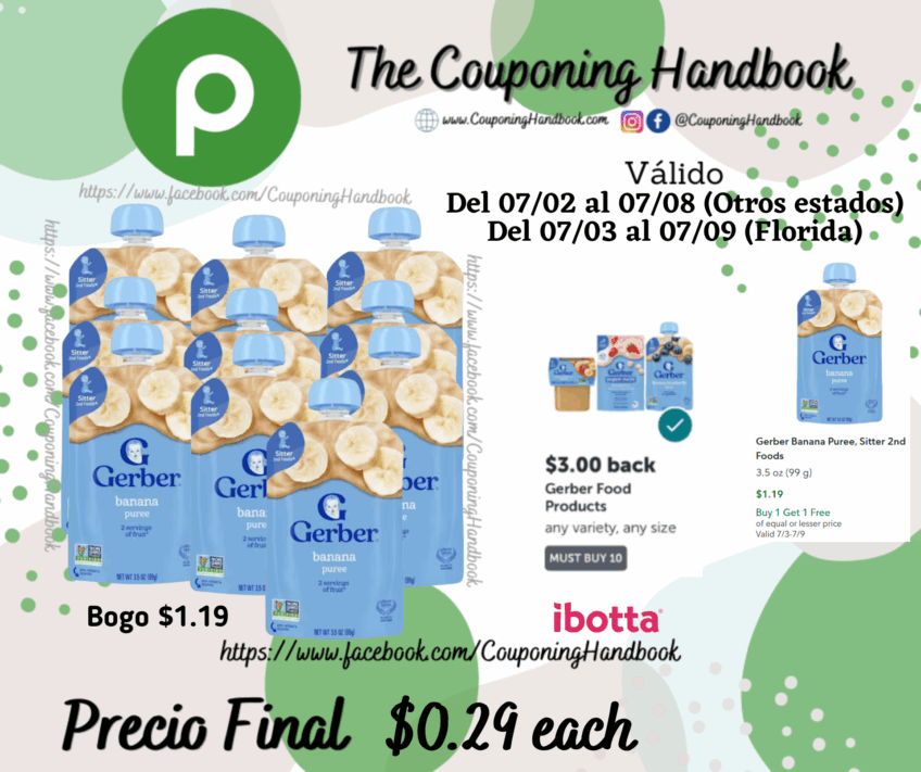 10 Gerber Banana Puree por $2.95