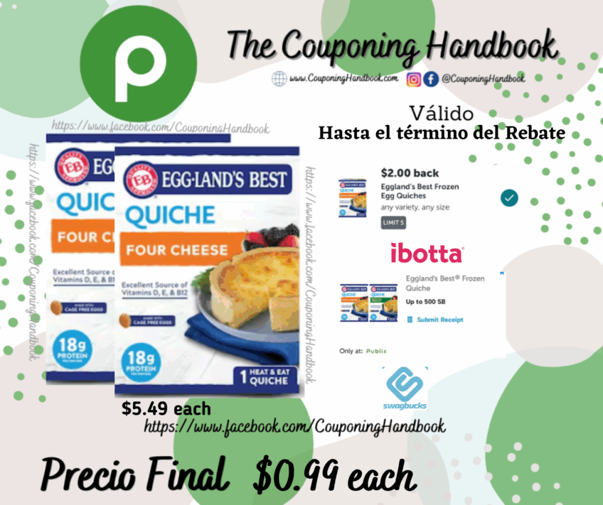 Eggland’s Best Four Cheese Quiche por $0.99