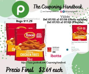 Tyson Frozen Cheesy Chicken Fries 26 oz por $2.64