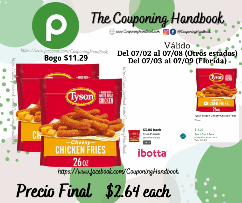 Tyson Frozen Cheesy Chicken Fries 26 oz por $2.64