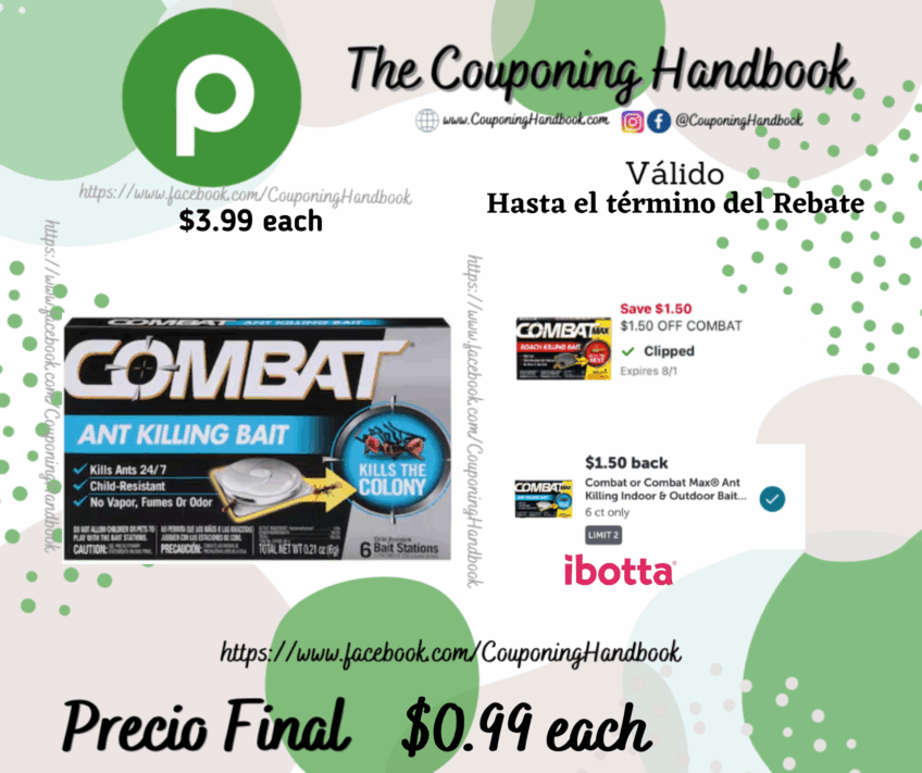 Combat Ant Killing Bait 6 bait stations por $0.99