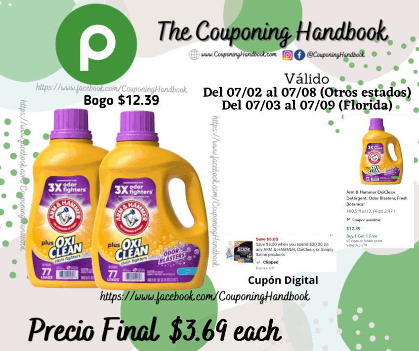 Arm & Hammer Plus OxiClean Detergent, Odor Blaster por $3.69