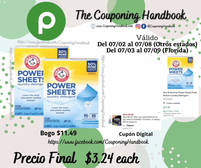 Arm & Hammer Power Sheets Fresh Breeze Laundry Detergent 35 sheets por $3.24