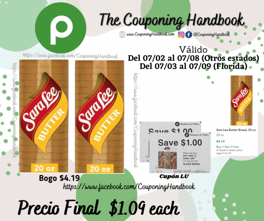 Sara Lee Butter Bread, 20 oz por $1.09