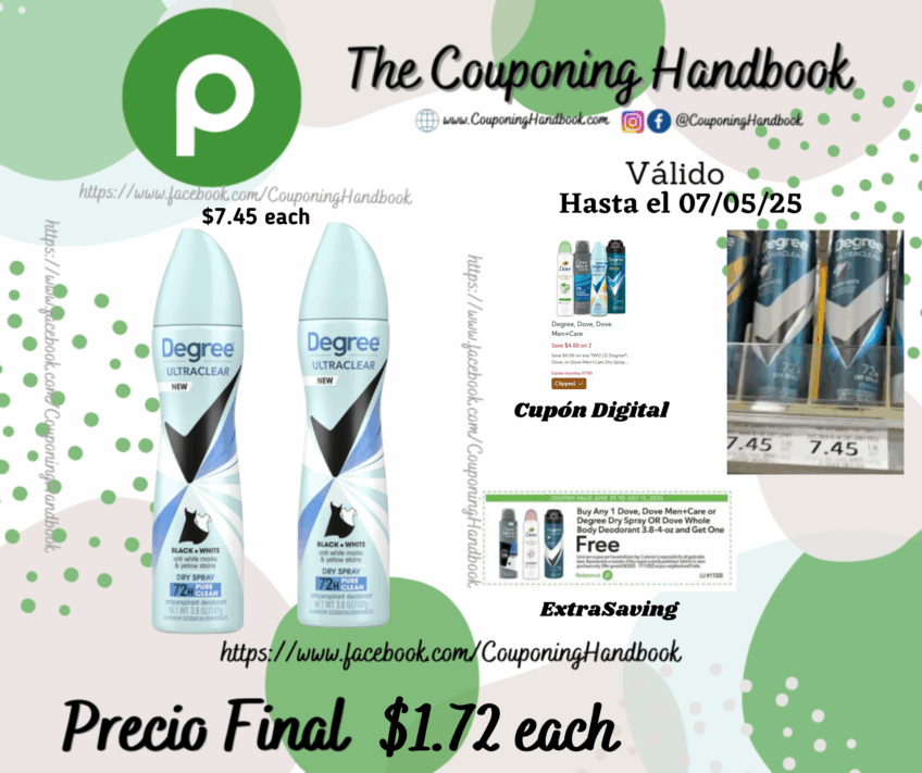 Degree UltraClear Antiperspirant Deodorant, Pure Clean por $1.72