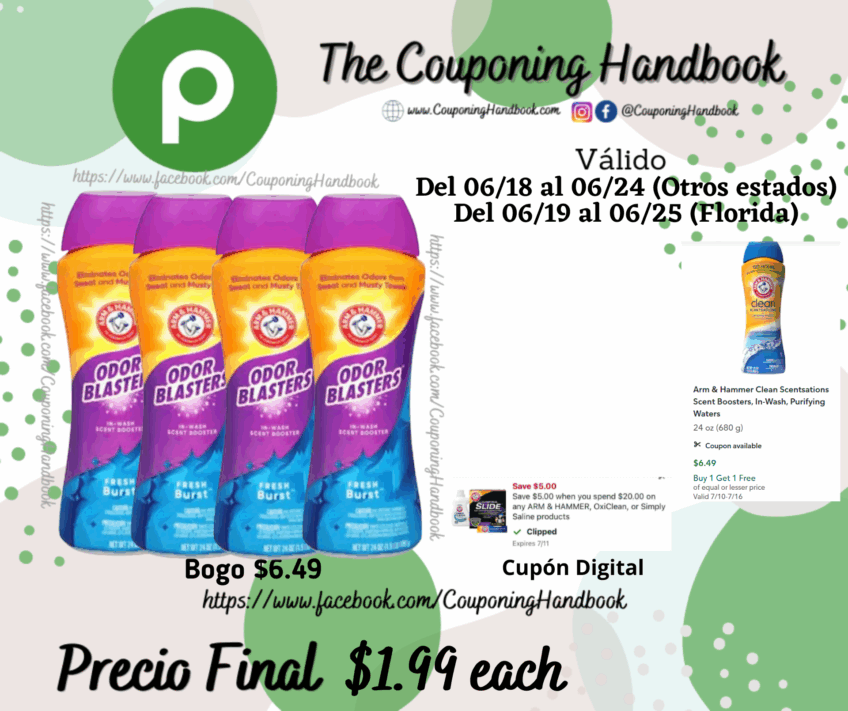 Arm & Hammer Odor Blasters Scent Booster, In-Wash, Fresh Burst 24 oz por $1.99