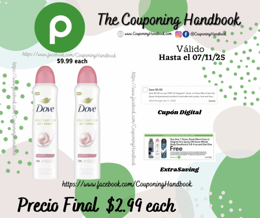 Dove Advanced Care Antiperspirant Deodorant Spray Beauty Finish por $2.99