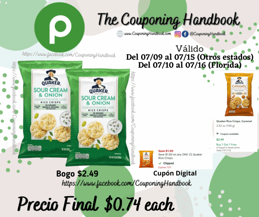 Quaker Rice Crisps por $0.74