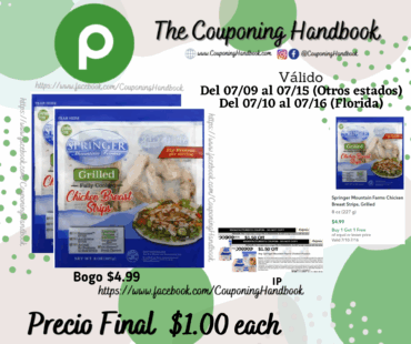 Springer Mountain Farms Chicken Breast Strips, Grille por $1.00