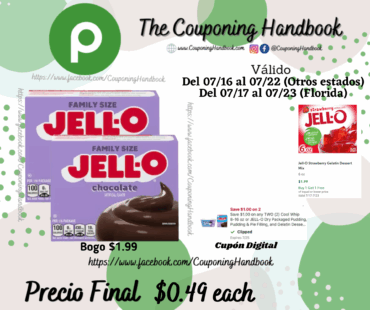 Jell-O Pudding & Pie Filling, Family Size por $0.49