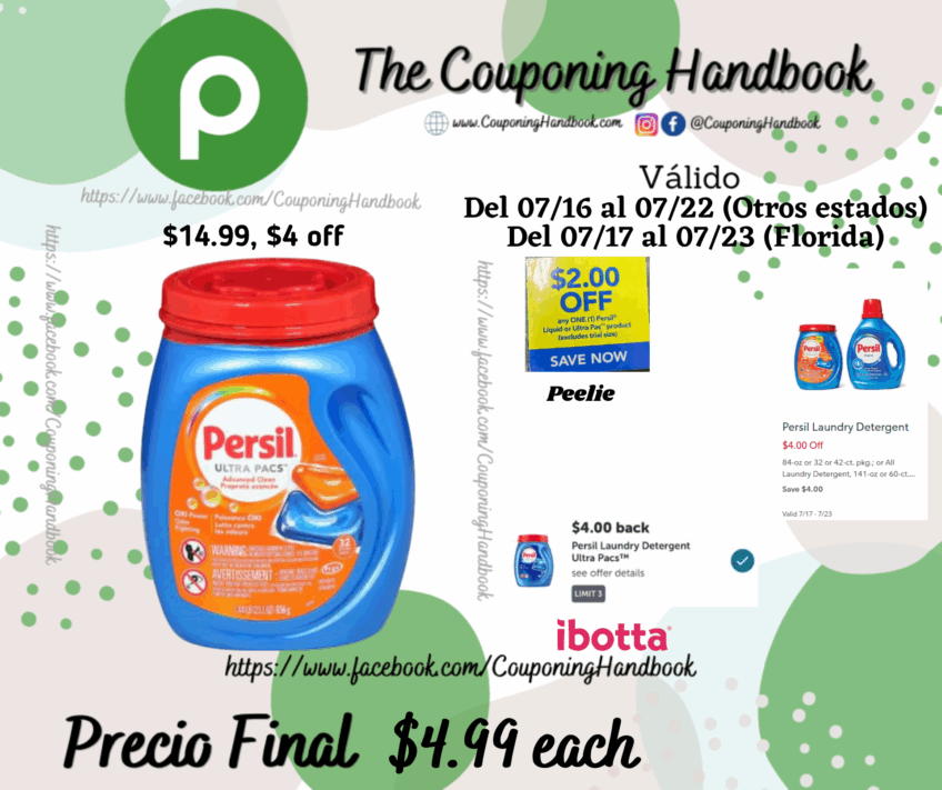 Persil Ultra Pacs Advanced Clean Detergent por $4.99