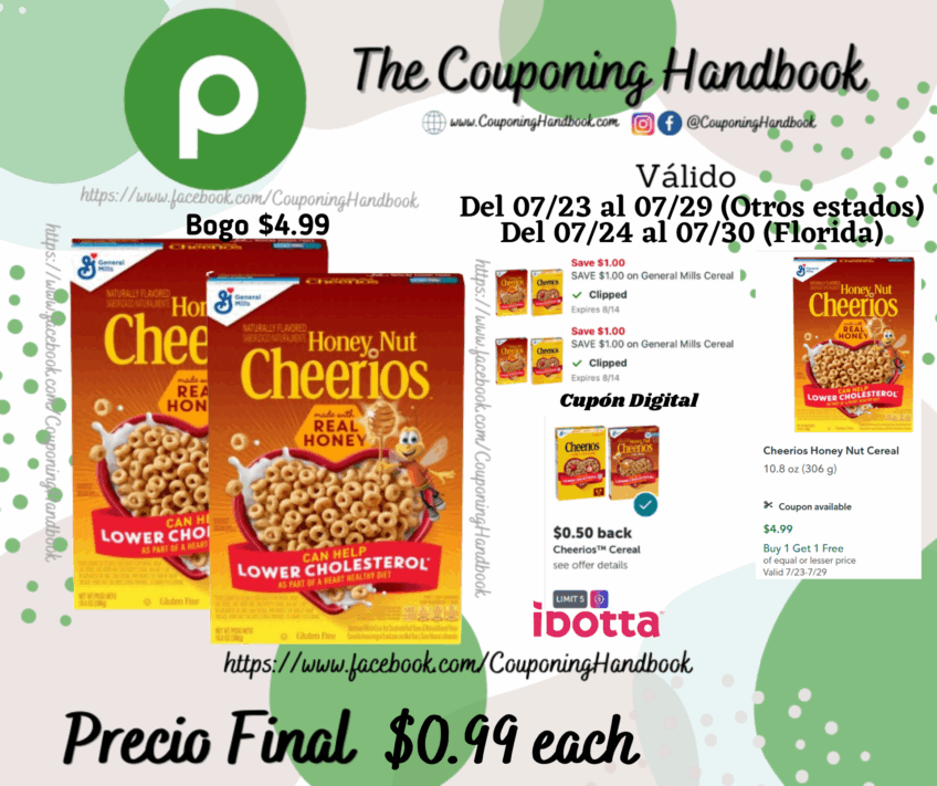 Cheerios Honey Nut Cereal por $0.99