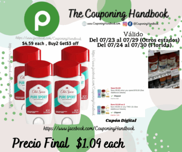 Old Spice High Endurance Anti-Perspirant Deodorant for Men, Pure Sport Scent, 3.0 oz por $1.09