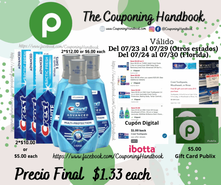 Productos Crest por $1.33