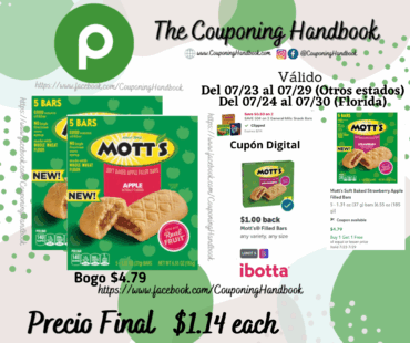 Mott’s Soft Baked Apple Filled Bars por $1.14