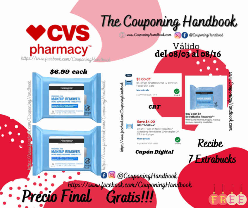 02 Neutrogena Makeup Remover Cleansing Towelettes, 25CT Gratis