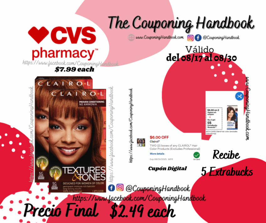 Clairol Professional Textures & Tones Hair Color por $2.49