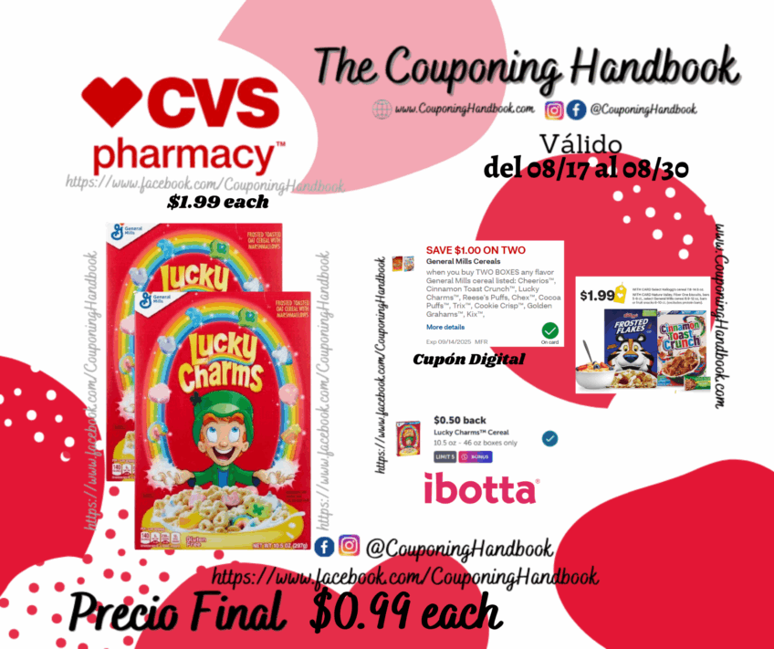 Lucky Charms Cereal 10.5 oz por $0.99