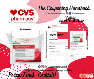 L’Oreal Paris RevitaLift Radiant Smoothing Wet Cleansing Towelettes, 30/Pack Gratis