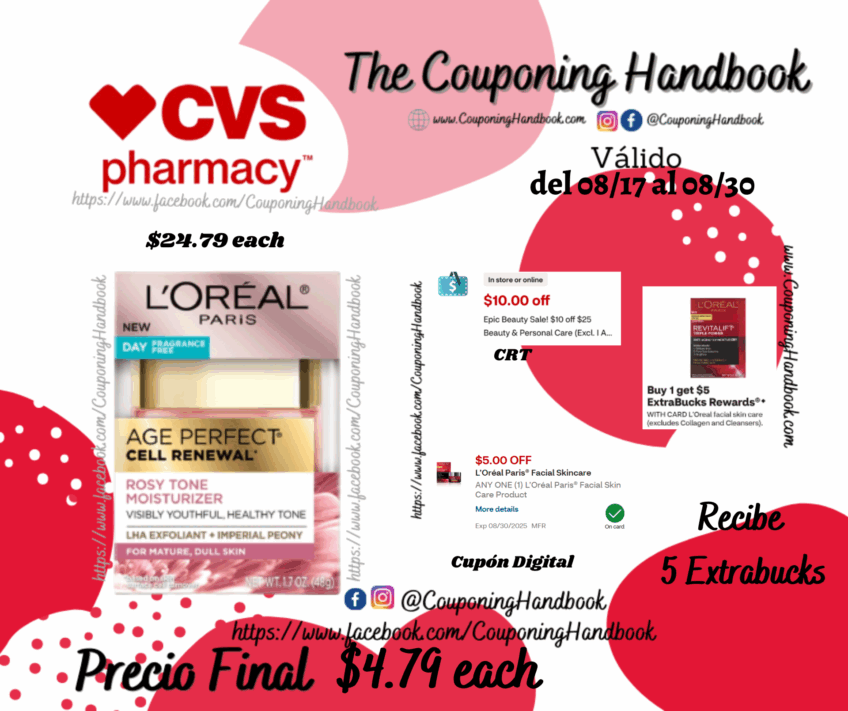 L’Oreal Paris Age Perfect Rosy Tone Cooling Night Moisturizer, 1.7 OZ por $4.79