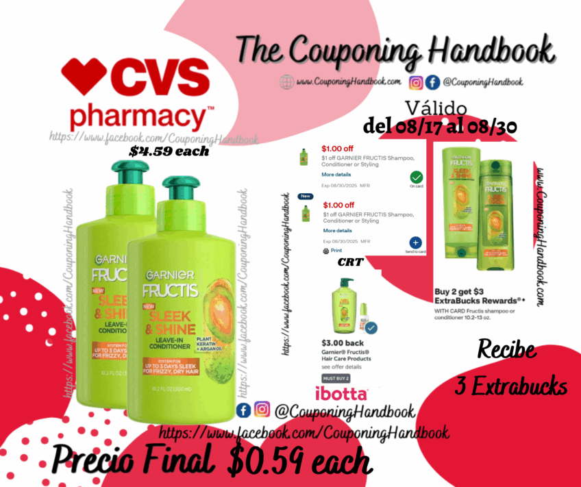 Garnier Fructis Sleek & Shine Intensely Smooth Leave-In Conditioning Cream por $0.59