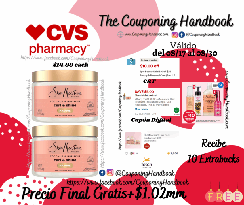 02 SheaMoisture Coconut & Hibiscus Curl Shine Hair Mask, 12 OZ Gratis