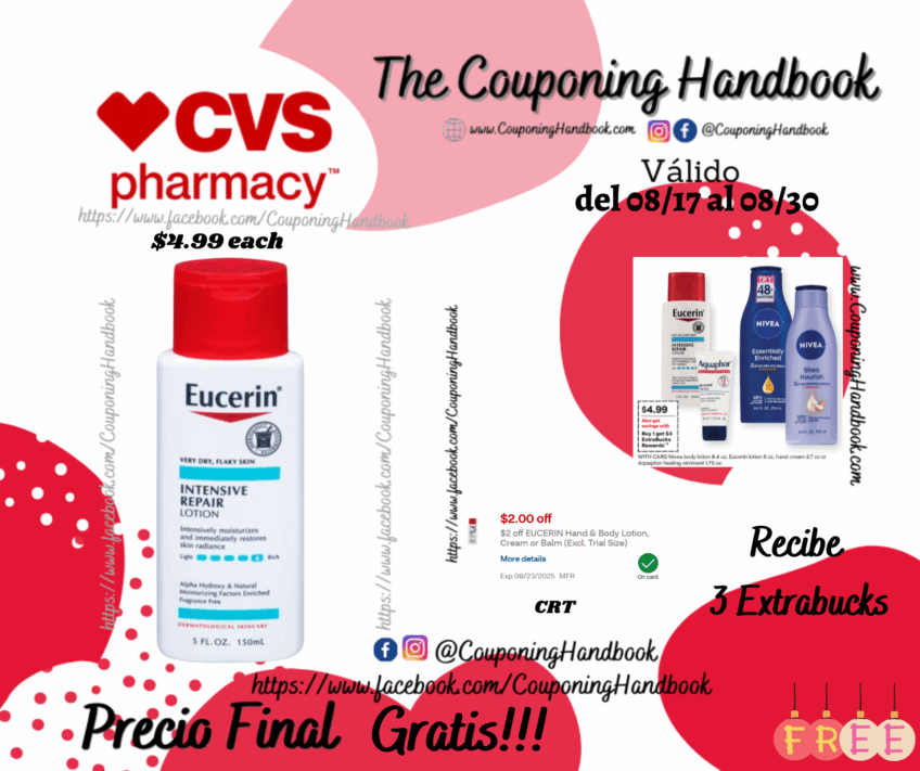 Eucerin Intensive Repair Very Dry Skin Lotion, 5 OZ Gratis