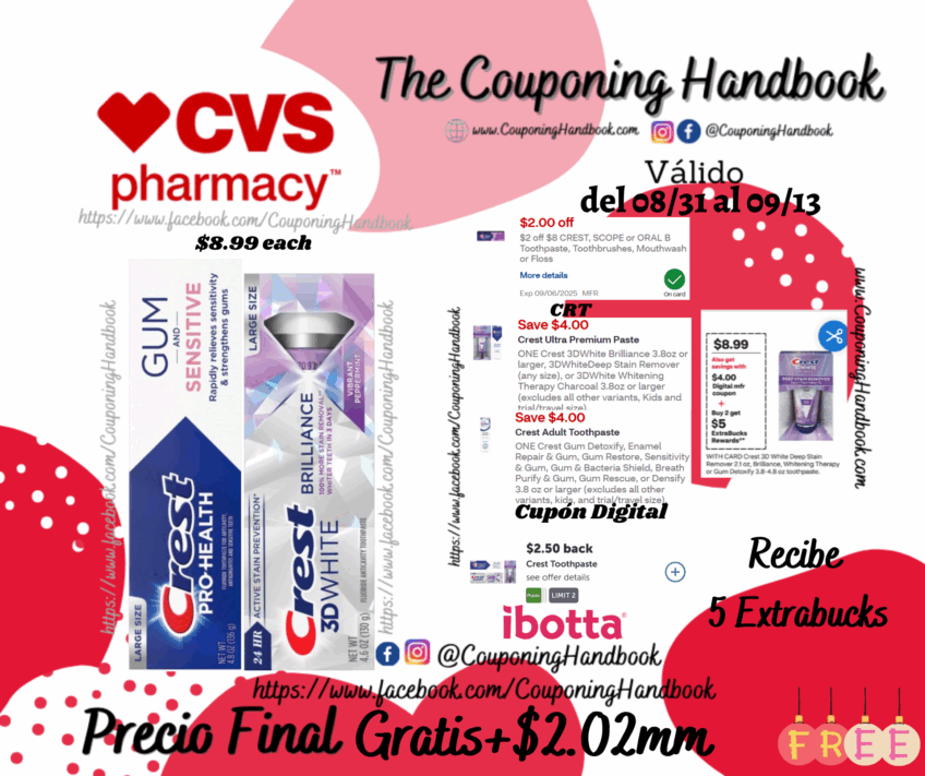 Crest Pro-Health 4.8 OZ y Crest 3D White Brilliance Toothpaste Gratis