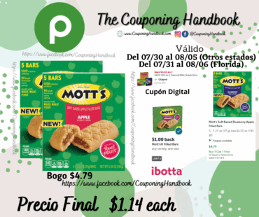 Mott’s Soft Baked Apple Filled Bars por $1.14