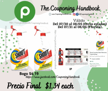 Shout Laundry Stain Remover, Triple-Acting por $1.34