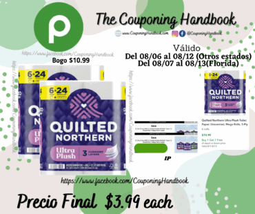 Quilted Northern Ultra Plush Toilet Paper, Unscented, Mega Rolls, 3-Ply por $3.99