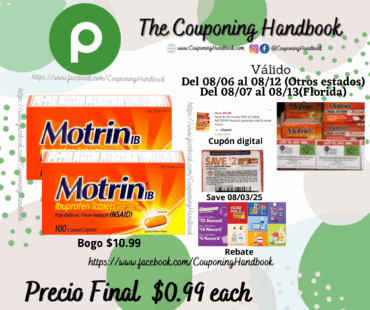 Motrin Ibuprofen, 200 mg, Coated Caplets 100 caplets por $0.99