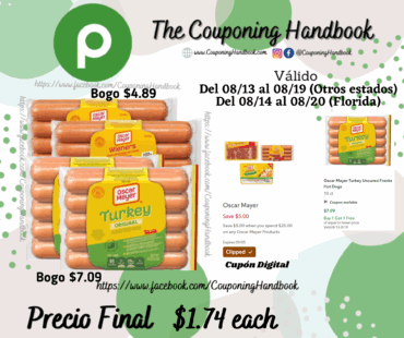 Productos Oscar Mayer Hot Dogs por $1.74