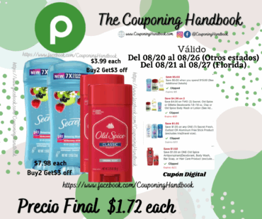 02 Secret y/o 02 Old Spice Deodorant por $6.89