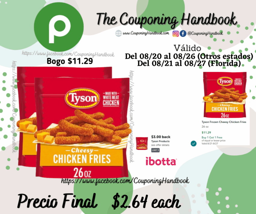 Tyson Frozen Cheesy Chicken Fries 26 oz por $2.64