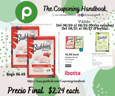 Bubbies Mochi Ice Cream por $2.24