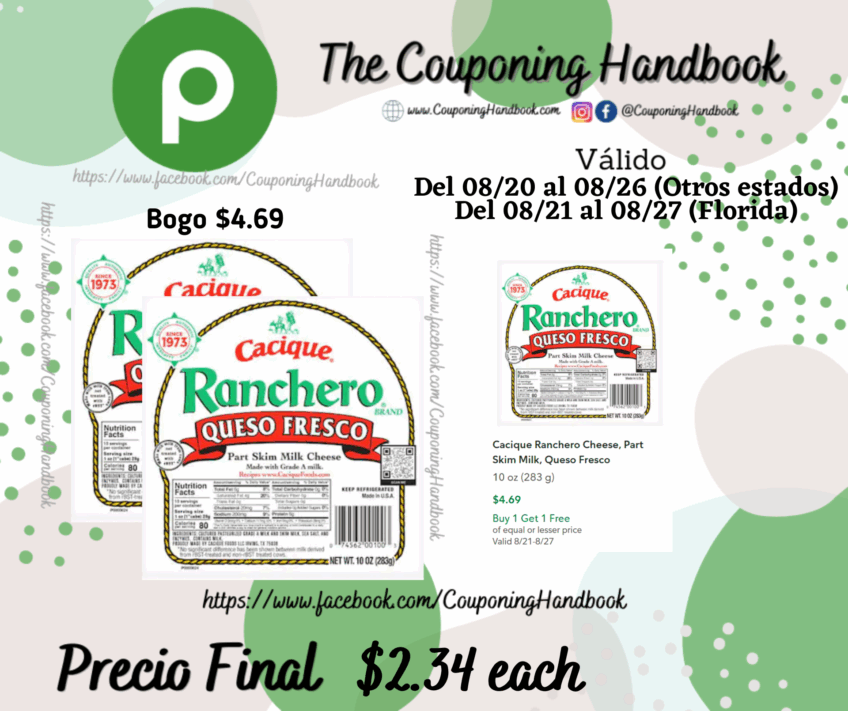 Cacique Ranchero Cheese, Part Skim Milk, Queso Fresco por $2.34