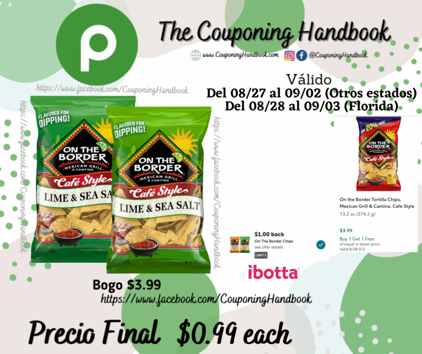 On The Border Lime & Sea Salt Cafe Style Tortilla Chips por $0.99