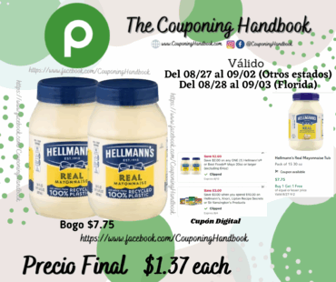 Hellmann’s Real Mayonnaise Tub 30 oz por $1.37
