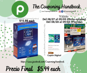 Clear Care Cleaning & Disinfecting Solution, Triple Action Cleaning, Twin Pack por $5.99