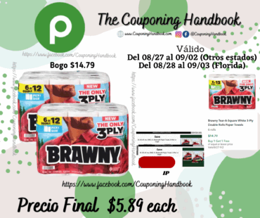 Brawny Tear-A-Square White 3-Ply Double Rolls Paper Towels por $5.89