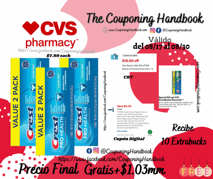 03 Crest Pro-Health Fluoride Toothpaste for Anticavity, Clean Mint, Twin Pack Gratis