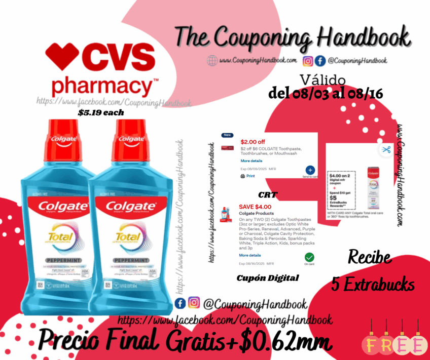 02 Colgate Total Antigingivitis Antiplaque Mouthwash, Alcohol-Free, Peppermint, 16.9 OZ Gratis