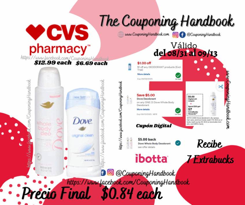 Productos Dove por $0.84